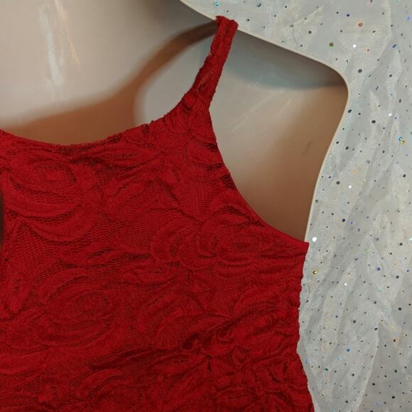 ANN TAYLOR LOFT Red Floral Lace Halter Dress Keyhole XS - Picture 6 of 7